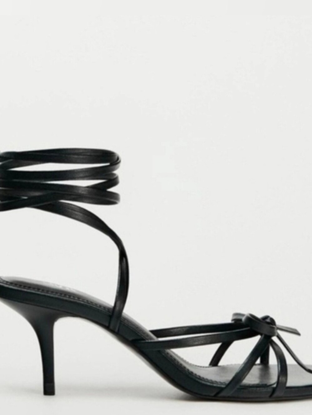 New ZARA Black TIED HEELED SANDALS Sz 7.5 - Picture 3 of 6